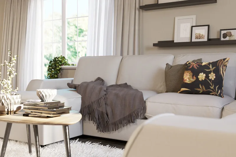 Optus Lyx 5-sits Högervänd U-formad Hörnsoffa med divan i Tyg - Ljusgrå - Möbler - Vardagsrum - Soffor - Hörnsoffor