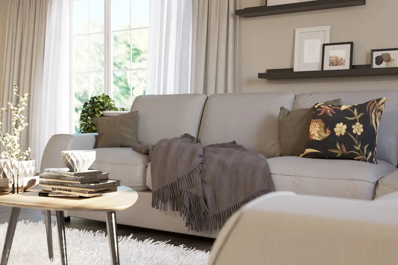 Optus Lyx 5-sits Vändbar L-formad Hörnsoffa i Tyg - Grå - Möbler - Vardagsrum - Soffor - Hörnsoffor