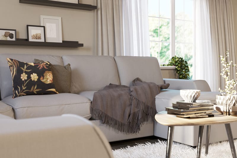 Optus Lyx 5-sits Vänstervänd U-formad Hörnsoffa med divan i Tyg - Grå - Möbler - Vardagsrum - Soffor - Hörnsoffor