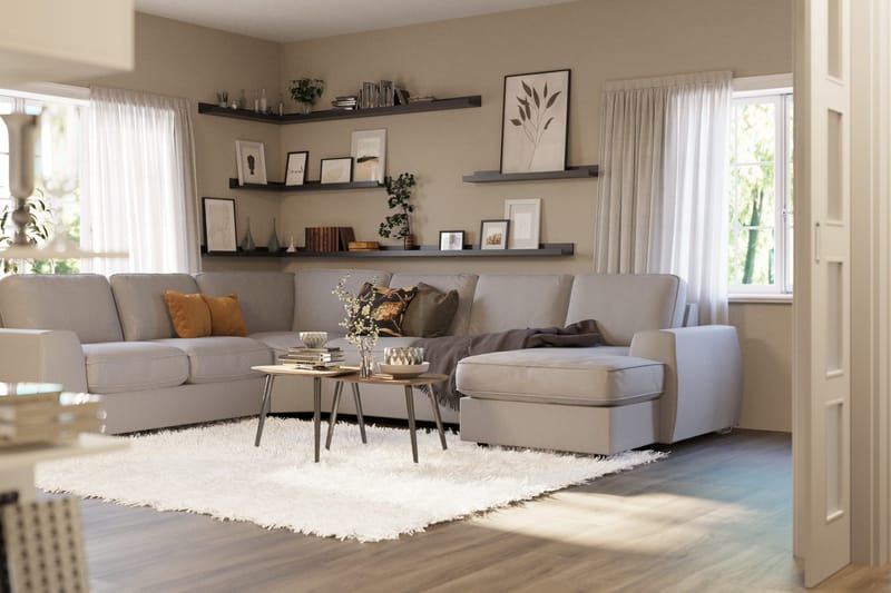 Optus Lyx 5-sits Vänstervänd U-formad Hörnsoffa med divan i Tyg - Grå - Möbler - Vardagsrum - Soffor - Hörnsoffor