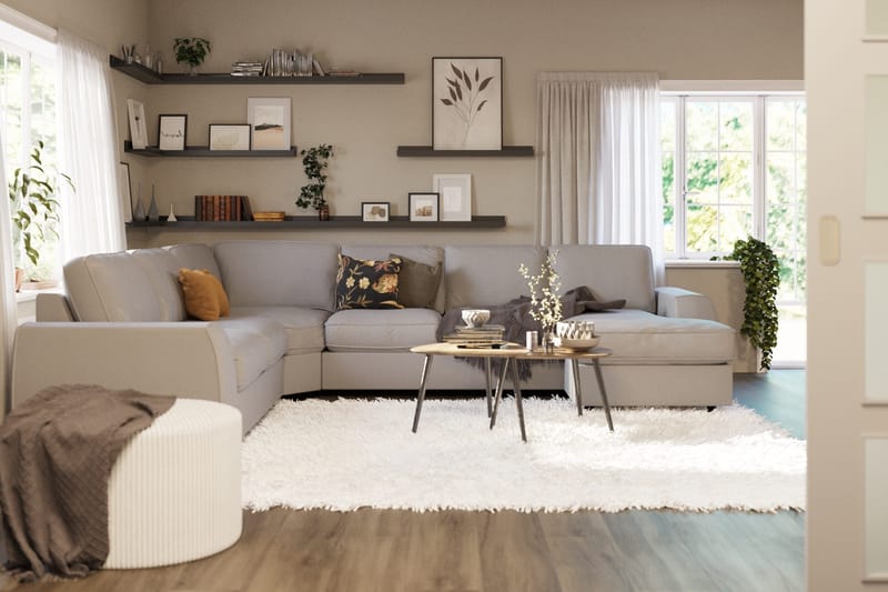 Optus Lyx 5-sits Vänstervänd U-formad Hörnsoffa med divan i Tyg - Grå - Möbler - Vardagsrum - Soffor - Hörnsoffor