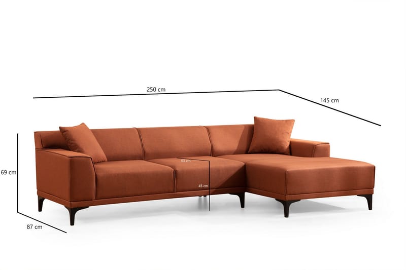 Oshawa Divansoffa 3-sits Orange - Möbler - Vardagsrum - Soffor - Hörnsoffor