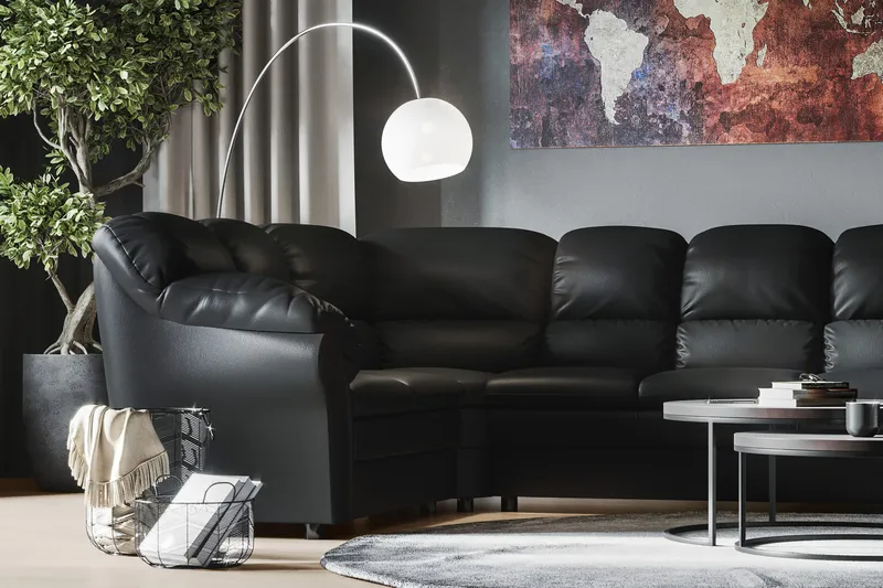 Salvador Stor Hörnsoffa Höger L formad - Svart / Konstläder - Möbler - Vardagsrum - Soffor - Hörnsoffor