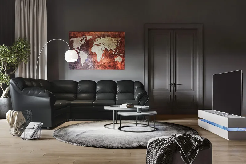 Salvador Stor Hörnsoffa Höger L formad - Svart / Konstläder - Möbler - Vardagsrum - Soffor - Hörnsoffor