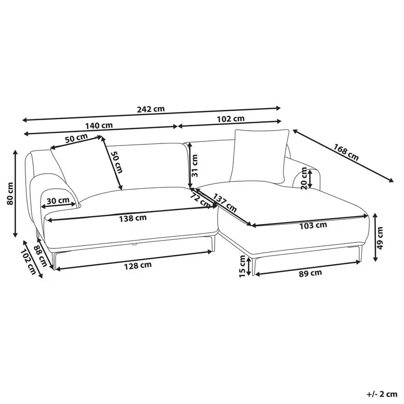 Hörnsoffa Stenum - Brun, mässing/Högervänd - Möbler - Vardagsrum - Soffor - Hörnsoffor