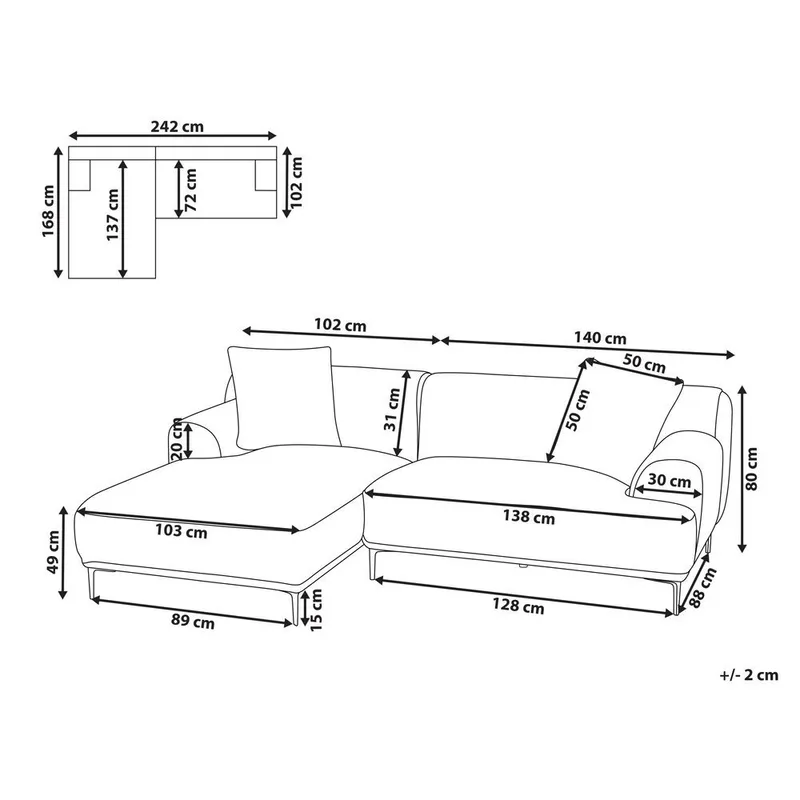 Hörnsoffa Stenum - Ljusbrun, mässing/Högervänd - Möbler - Vardagsrum - Soffor - Hörnsoffor