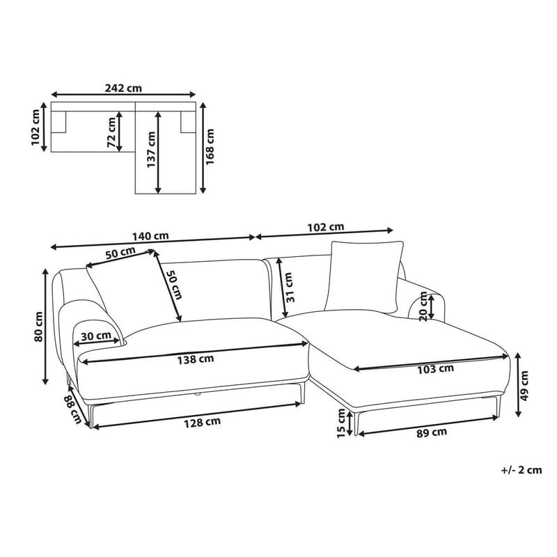Hörnsoffa Stenum - Ljusbrun, mässing/Vänstervänd - Möbler - Vardagsrum - Soffor - Howardsoffor