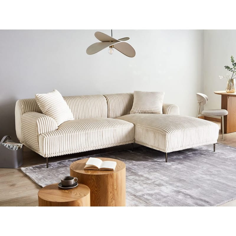 Hörnsoffa Stenum - Vit, mässing/Vänstervänd - Möbler - Vardagsrum - Soffor - Howardsoffor