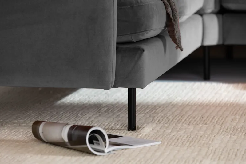 Teodin Hörnsoffa Large Sammet - Ljusgrå - Möbler - Vardagsrum - Soffor - Hörnsoffor