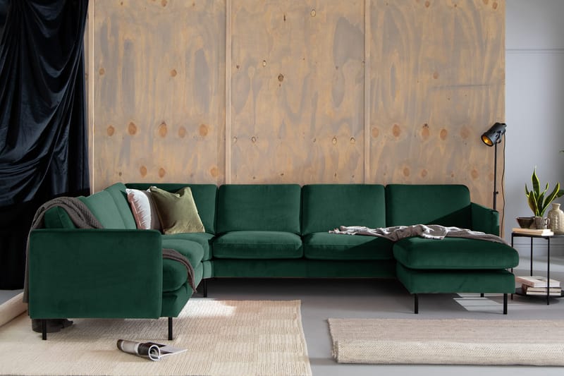 Teodin Hörnsoffa med Divan Höger Sammet - Grön - Möbler - Vardagsrum - Soffor - Hörnsoffor