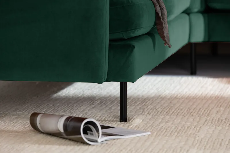 Teodin Hörnsoffa med Divan Höger Sammet - Grön - Möbler - Vardagsrum - Soffor - Hörnsoffor