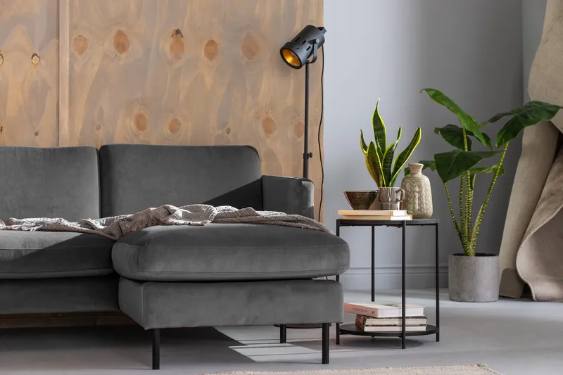 Teodin Hörnsoffa med Divan Höger Sammet - Ljusgrå - Möbler - Vardagsrum - Soffor - Hörnsoffor