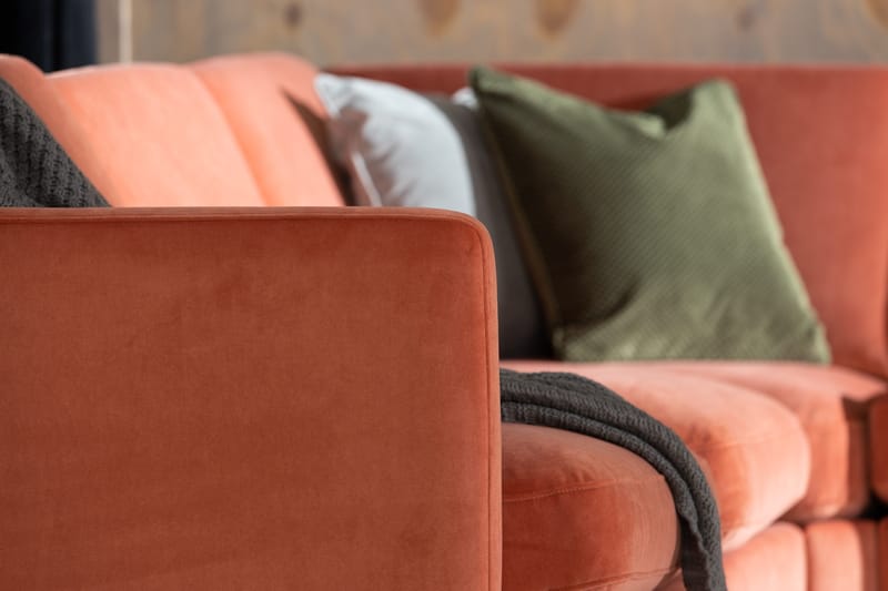 Teodin Hörnsoffa med Divan Höger Sammet - Rosa - Möbler - Vardagsrum - Soffor - Hörnsoffor