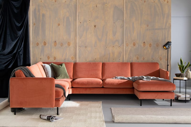 Teodin Hörnsoffa med Divan Höger Sammet - Rosa - Möbler - Vardagsrum - Soffor - Hörnsoffor