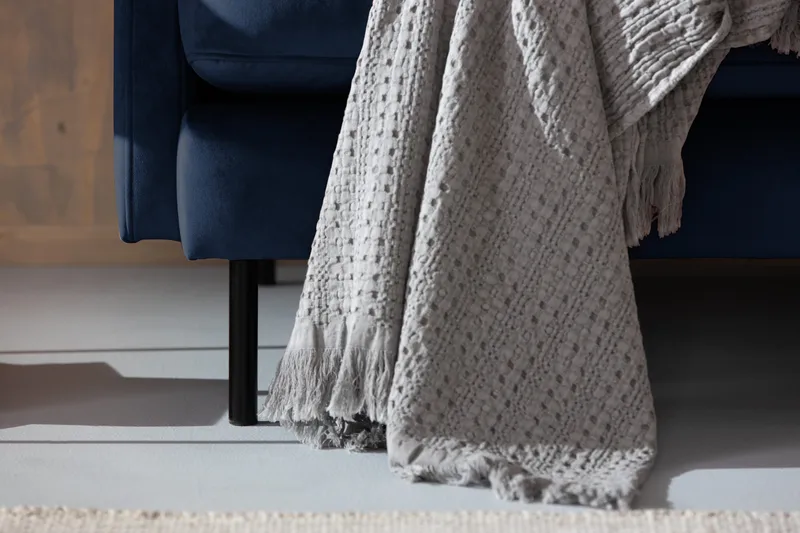 Teodin Hörnsoffa med Divan Vänster Sammet - Blå - Möbler - Vardagsrum - Soffor - Hörnsoffor