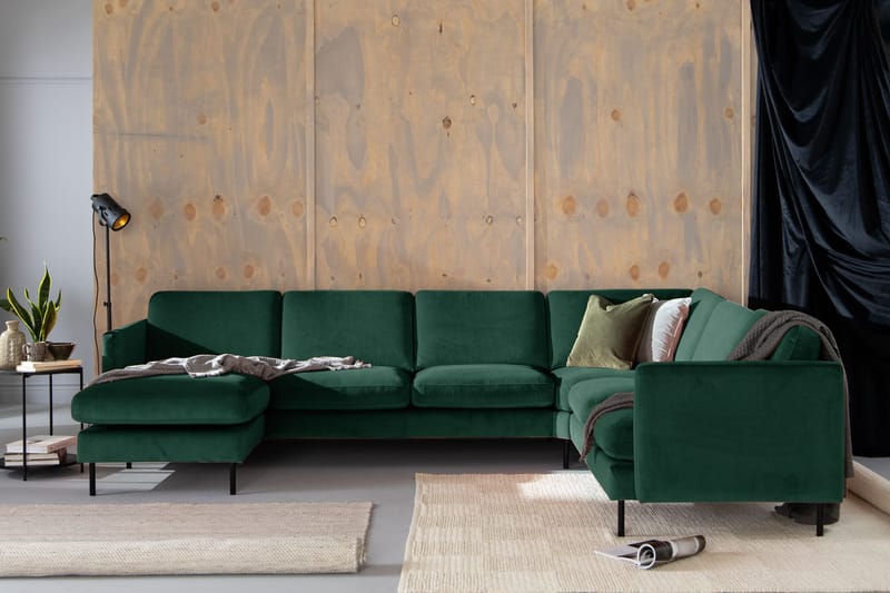 Teodin Hörnsoffa med Divan Vänster Sammet - Grön - Möbler - Vardagsrum - Soffor - Hörnsoffor