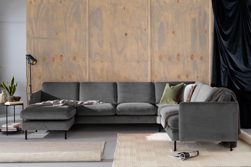 Teodin Hörnsoffa med Divan Vänster Sammet - Ljusgrå - Möbler - Vardagsrum - Soffor - Hörnsoffor