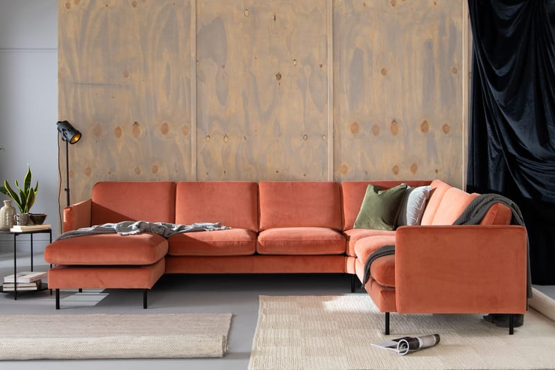 Teodin Hörnsoffa med Divan Vänster Sammet - Rosa - Möbler - Vardagsrum - Soffor - Hörnsoffor