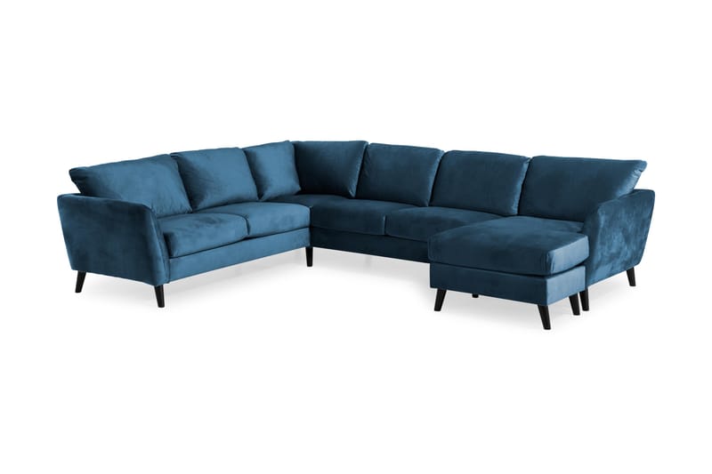 Trend 5-sits Högervänd L-formad Hörnsoffa med Divan i Sammet - Blå - Möbler - Vardagsrum - Soffor - Hörnsoffor