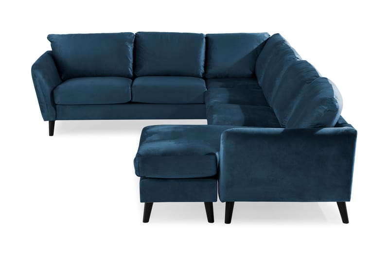 Trend 5-sits Högervänd L-formad Hörnsoffa med Divan i Sammet - Blå - Möbler - Vardagsrum - Soffor - Hörnsoffor