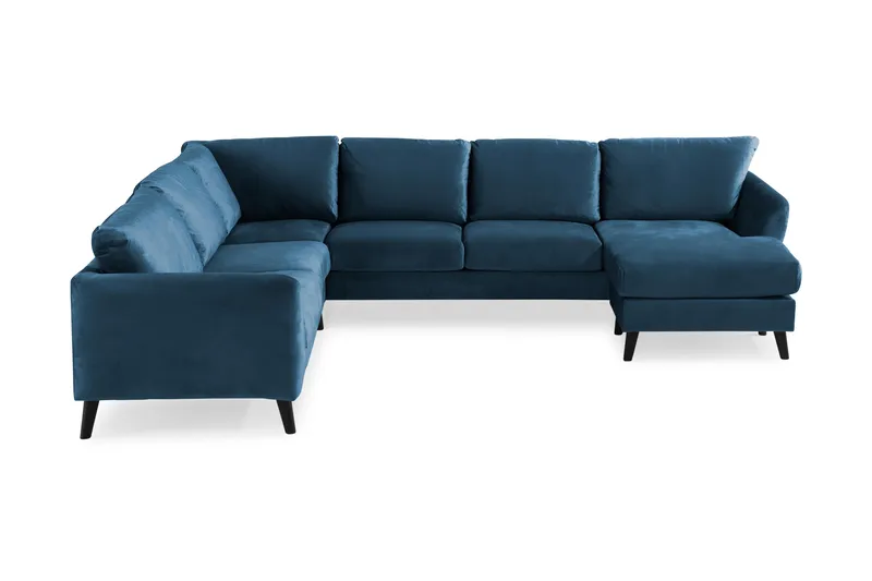 Trend 5-sits Högervänd L-formad Hörnsoffa med Divan i Sammet - Blå - Möbler - Vardagsrum - Soffor - Hörnsoffor