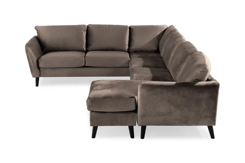 Trend 5-sits Högervänd L-formad Hörnsoffa med Divan i Sammet - Brun - Möbler - Vardagsrum - Soffor - Hörnsoffor