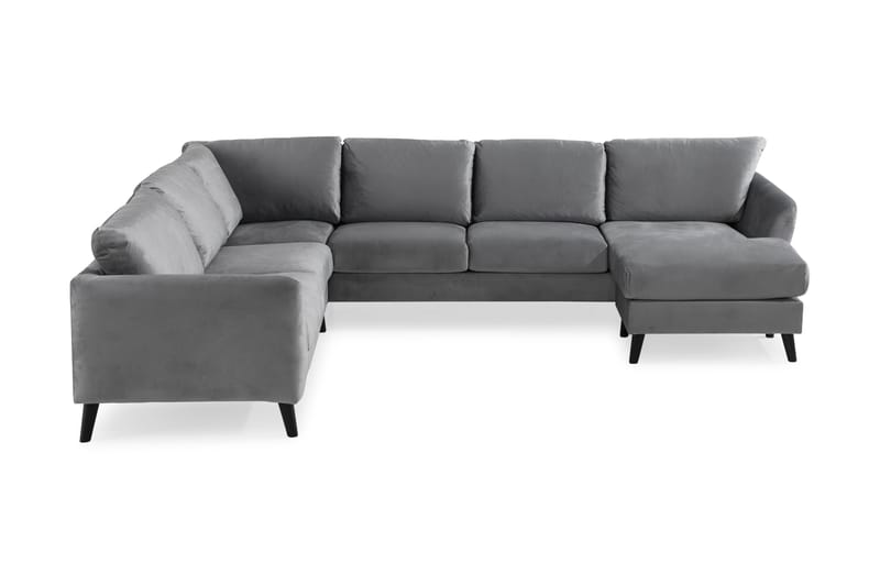 Trend 5-sits Högervänd L-formad Hörnsoffa med Divan i Sammet - Ljusgrå - Möbler - Vardagsrum - Soffor - Hörnsoffor