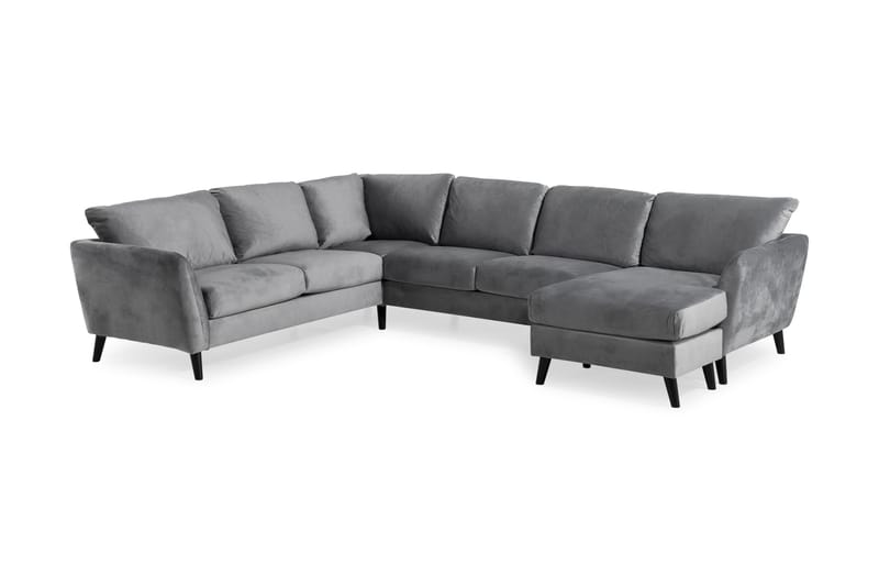 Trend 5-sits Högervänd L-formad Hörnsoffa med Divan i Sammet - Ljusgrå - Möbler - Vardagsrum - Soffor - Hörnsoffor