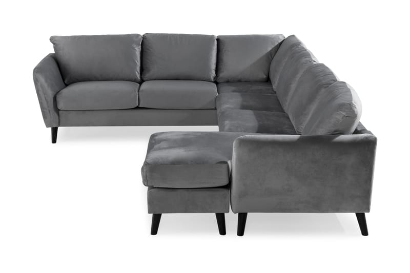 Trend 5-sits Högervänd L-formad Hörnsoffa med Divan i Sammet - Ljusgrå - Möbler - Vardagsrum - Soffor - Hörnsoffor