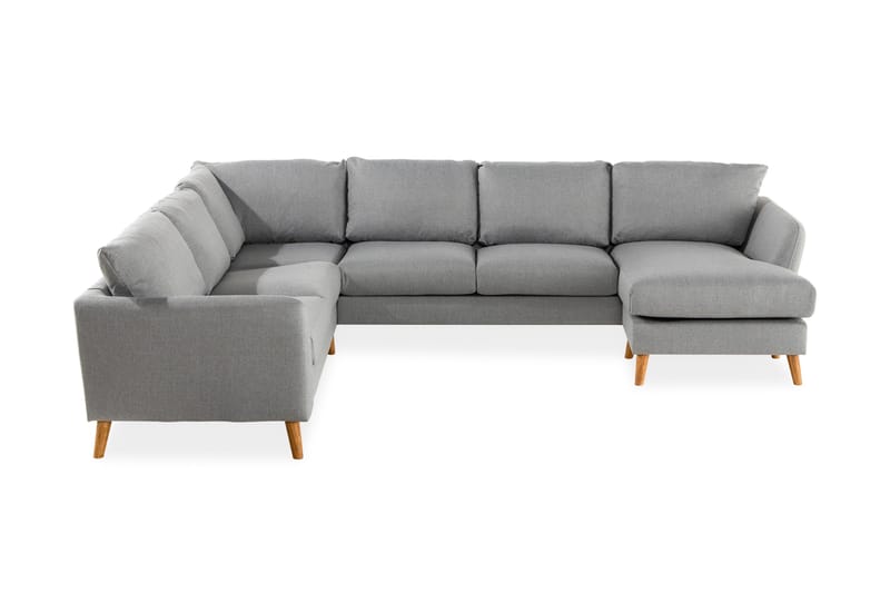 Trend 5-sits Högervänd U-formad Hörnsoffa med divan i Tyg, Grå