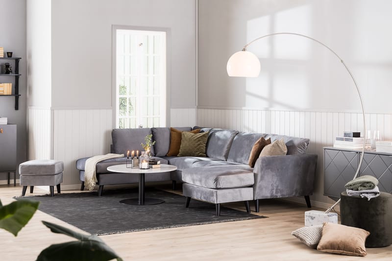 Trend 5-sits Vänstervänd U-formad Hörnsoffa med divan i Sammet - Ljusgrå - Möbler - Vardagsrum - Soffor - Hörnsoffor