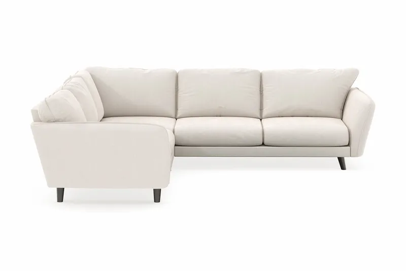 Trend Lyx 6-sits Vändbar L-formad Hörnsoffa i Sammet, Krämvit