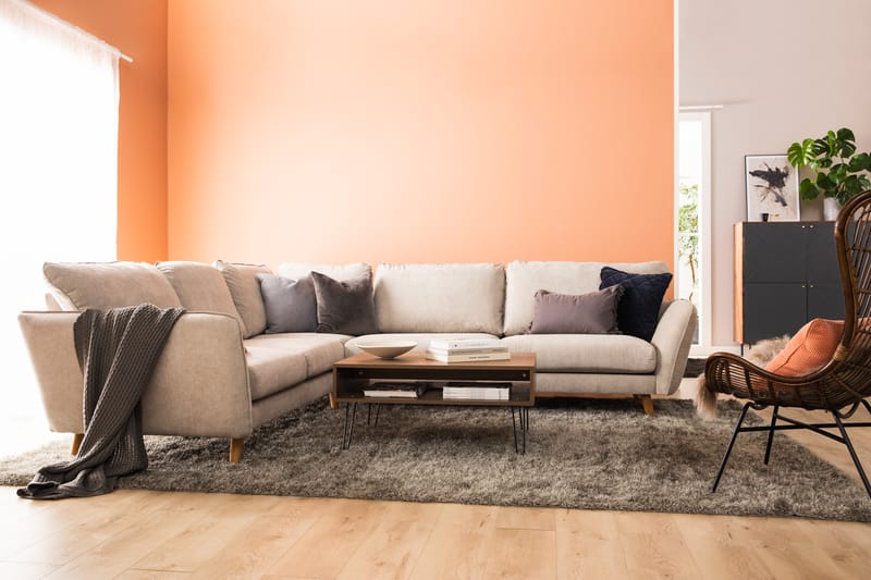 Trend Lyx 6-sits Vändbar L-formad Hörnsoffa i Tyg - Beige - Möbler - Vardagsrum - Soffor - Hörnsoffor