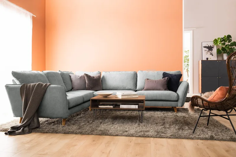 Trend Lyx 6-sits Vändbar L-formad Hörnsoffa i Tyg - Grå - Möbler - Vardagsrum - Soffor - Hörnsoffor