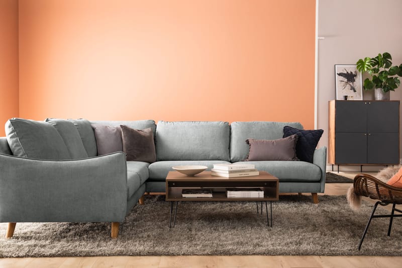 Trend Lyx 6-sits Vändbar L-formad Hörnsoffa i Tyg - Grå - Möbler - Vardagsrum - Soffor - Hörnsoffor