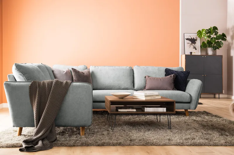 Trend Lyx 6-sits Vändbar L-formad Hörnsoffa i Tyg - Grå - Möbler - Vardagsrum - Soffor - Hörnsoffor