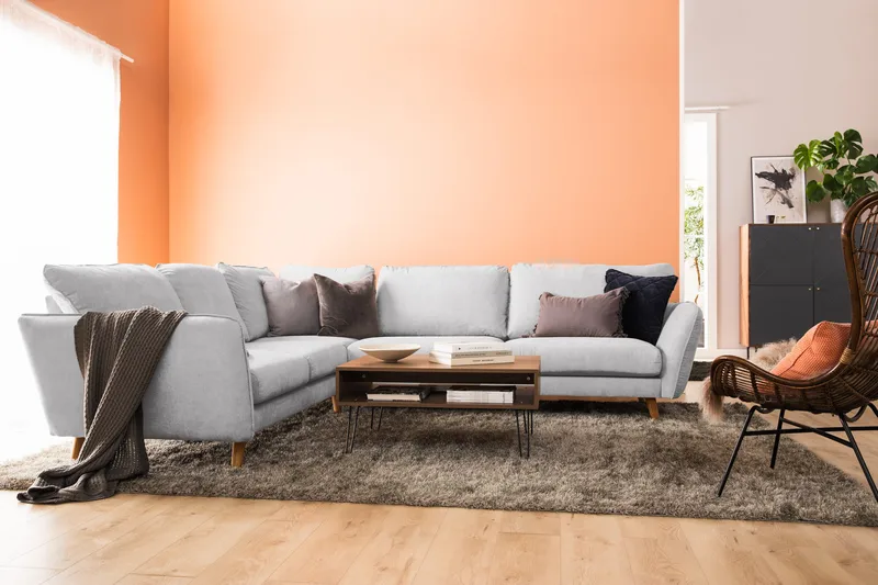 Trend Lyx 6-sits Vändbar L-formad Hörnsoffa i Tyg - Ljusgrå - Möbler - Vardagsrum - Soffor - Hörnsoffor