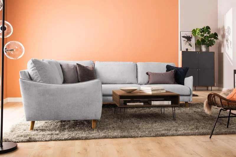 Trend Lyx 6-sits Vändbar L-formad Hörnsoffa i Tyg - Ljusgrå - Möbler - Vardagsrum - Soffor - Hörnsoffor