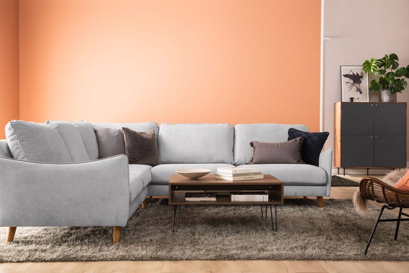 Trend Lyx 6-sits Vändbar L-formad Hörnsoffa i Tyg - Ljusgrå - Möbler - Vardagsrum - Soffor - Hörnsoffor