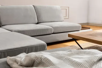 Tulima Soffa med Schäslong m Pall Vänster - Ljusgrå/Natur - Möbler - Vardagsrum - Soffor - Hörnsoffor