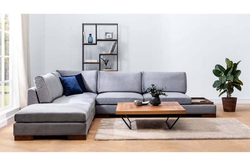 Tulima Soffa med Schäslong m Pall Vänster - Mörkgrå/Natur - Möbler - Vardagsrum - Soffor - Hörnsoffor
