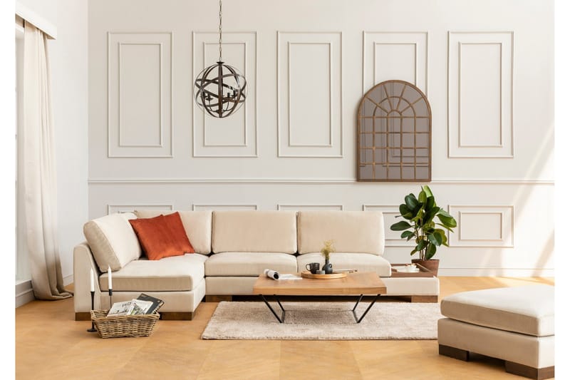 Tulima Soffa med Schäslong m Pall Vänster - Beige/Natur - Möbler - Vardagsrum - Soffor - Hörnsoffor