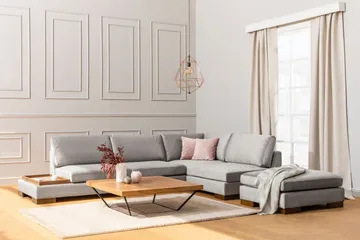 Tulima Soffa med Schäslong m Pall Höger - Ljusgrå/Natur - Möbler - Vardagsrum - Soffor - Hörnsoffor