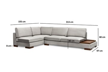 Tulima Soffa med Schäslong m Pall Vänster - Ljusgrå/Natur - Möbler - Vardagsrum - Soffor - Hörnsoffor