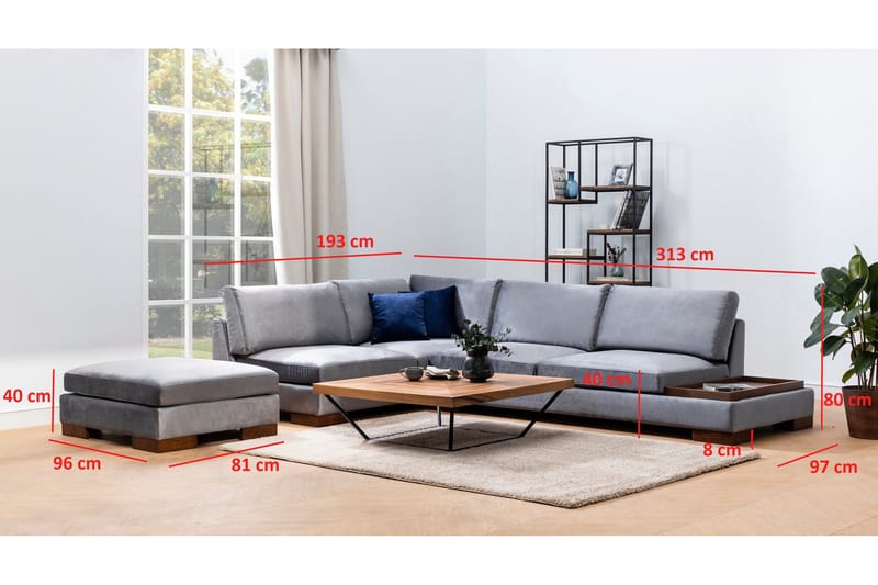 Tulima Soffa med Schäslong Vänster - Mörkgrå/Natur - Möbler - Vardagsrum - Soffor - Hörnsoffor