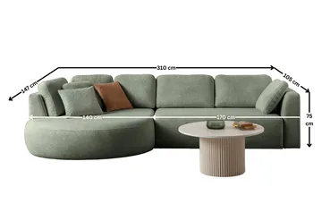 Venezia Hörnsoffa 310x75x105 cm - Liquid Green - Möbler - Vardagsrum - Soffor - Hörnsoffor