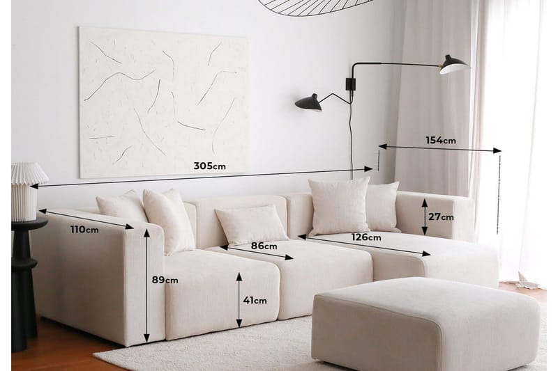 Yolo Hörnsoffa 4-sits - Vit - Möbler - Vardagsrum - Soffor - Hörnsoffor