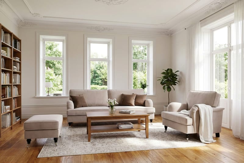 Howard Classic 3-sits Sammetsoffa - Beige - Möbler - Vardagsrum - Soffor - Howardsoffor