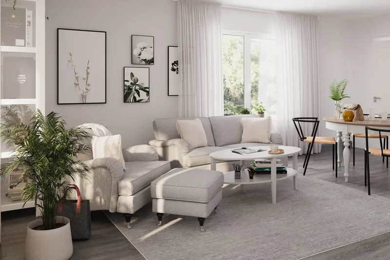 Howard Classic 3-sits Svängd Tygsoffa - Grå - Möbler - Vardagsrum - Soffor - Howardsoffor