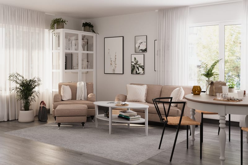 Howard Classic 3-sits Svängd Tygsoffa - Mörkbeige - Möbler - Vardagsrum - Soffor - Howardsoffor